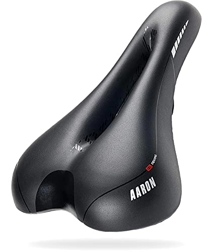 Mountain Bike Seat : AARON - Trekking Bike Saddle with Gel Padding - Shock-absorbing, Ergonomic and Comfortable - For Men and Women - Seat for E-bike, Trekking Bike, Mountain Bike, Touring Bike - Black