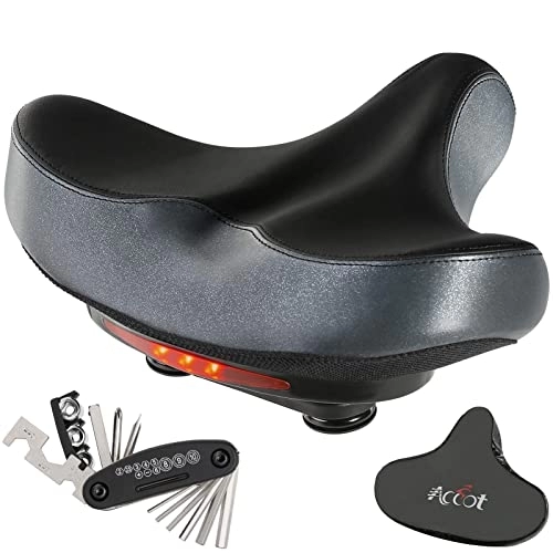 Mountain Bike Seat : Accot Comfort Bike Saddle Waterproof Padded Wide Bicycle Seat for Indoor Bikes and Outdoor Bikes with Soft Cushion Universal Fit Wide Bike Seat