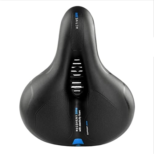 Mountain Bike Seat : ACEACE Bike Saddle Big Butt Breathable Cushion Leather Surface Seat Mountain Bicycle Shock Absorbing Hollow Cushion Bicycle Accessories (Color : Spring Blue)