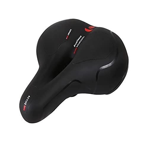 Mountain Bike Seat : ACEACE Breathable Bike Saddle Big Butt Cushion Leather Surface Seat Mountain Bicycle Shock Absorbing Hollow Cushion Bicycle Accessories (Color : Cushion Ball Red)