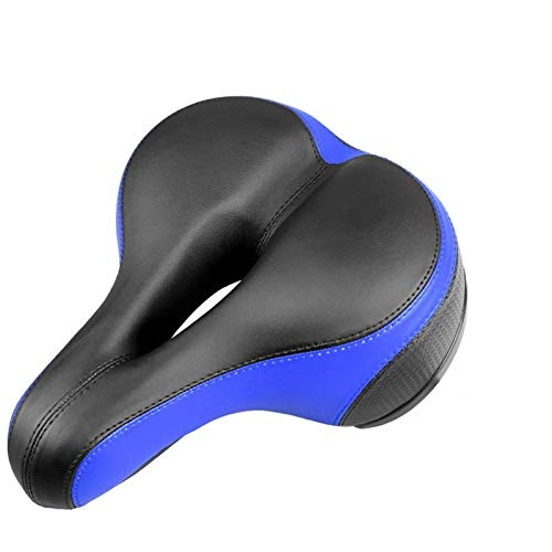 Mountain Bike Seat : ACEACE MTB Bicycle Saddle Soft Thicken Wide Mountain Road Bike Saddle Cycling Seat Pad + Rear Cycling Light Bicycle Accessories (Color : Shock ball blueblack)