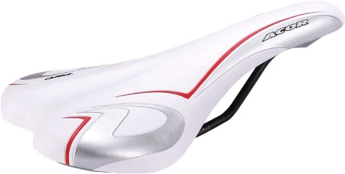 Mountain Bike Seat : Acor Unisex Sports Saddle: White / Red / Silver