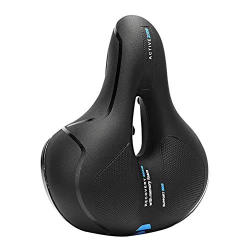 Mountain Bike Seat : AFEBOO Bicycle Saddle Comfort Wide Mountain Road Bike Seat Soft PU Leather Waterproof Thicken Night Cycling Cushion with Highlight Reflective Strip, Blue