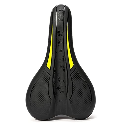Mountain Bike Seat : AFEBOO Bike Seat Comfort Soft Bicycle Saddle Breathable Waterproof Thicken Night Cycling Cushion with Reflective Strip for City Road Mountain Exercise Spinning Bike, Yellow