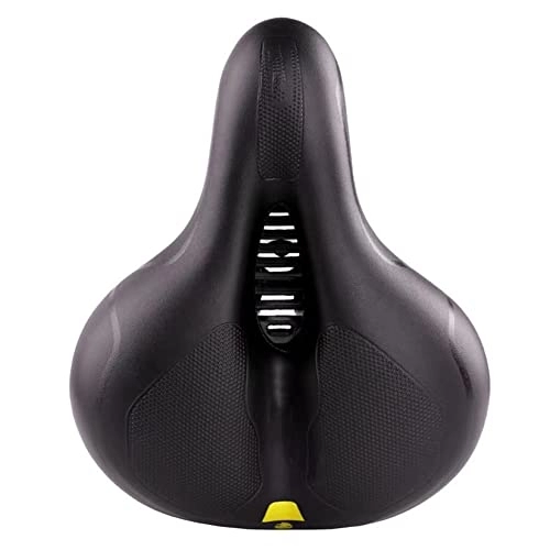 Mountain Bike Seat : AFEBOO Mountain Bike Saddle With Highlight Reflective Strip Leather Non Slip Cycle Seat Shock Absorber Comfortable Soft Wide Bicycle Saddle Cushion, Yellow
