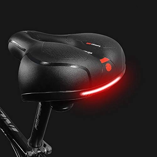 Mountain Bike Seat : Alecony Oversized Bike Seat, Comfortable Replacement MTB Bicycle Gel Saddle Cushion with Reflective Band, Universal Suspension Wide Soft Padded Mountain Bike Saddle, Waterproof & Shock Absorbing