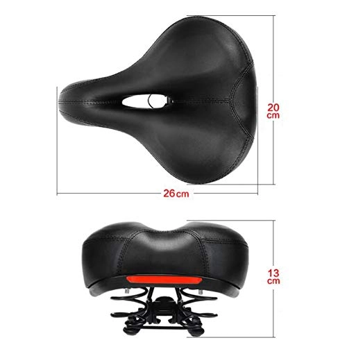 Mountain Bike Seat : ALGWXQ Bicycle Seat Cushion Mountain Bike Hard Spring Reflective Strip Soft Cozy Breathable Hollow Design Thickening Widening Shock Absorption Decompression (color : Black, Size : 20x26cm)