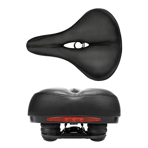 Mountain Bike Seat : ALGWXQ Bicycle Seat Cushion Spherical Shock Absorption Widening LED Light Damping Stress Reliever Mountain Bike Hollow Design Thicken Breathable (color : Black, Size : 20x26cm)