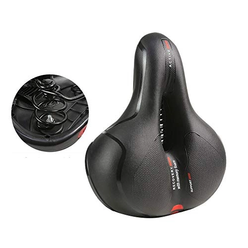 Mountain Bike Seat : ALGWXQ Mountain Bike Seat Cushion Bicycle Seat Bicycle Sitting Saddle Riding Accessories Hard Spring Widening Cozy Shock Absorption Waterproof (color : Red, Size : 25x20cm)
