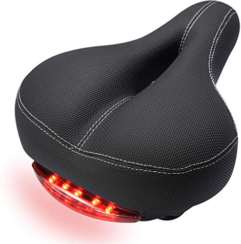 Mountain Bike Seat : ALWWL Bike Seat, Bicycle Saddle Cushion with Taillight, Comfortable Men Women Bike Seat, Breathable Hollow Designed, Waterproof, Dual Spring, Soft, Breathable, Fit Most Bikes