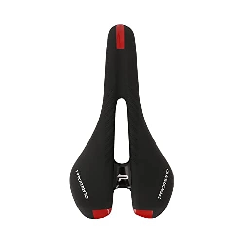 Mountain Bike Seat : AMEPRO Bicycle Seat MTB Mountain Road Bike Saddles Soft PU Leather Hollow Breathable Comfortable Bicycle Cushion Cycling Parts bicycle saddle (Color : Red)