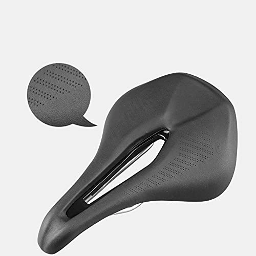 Mountain Bike Seat : AOZAX Bicycle saddle Bicycle Seat Breathable Microfiber Hollow MTB Mountain Road Bike Racing Front Saddle Cycling Parts Comfortable and stable (Color : Black)