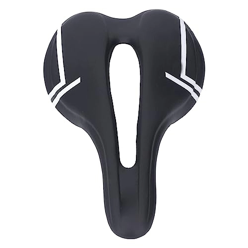 Mountain Bike Seat : Astibym Hollow Bike Seat Cushion, Breathable Mountain Bike Saddle Cushion, Frosted Bottom, Wide Tail, One Piece Moulded Microfiber PU Leather for Riding (Black / White)