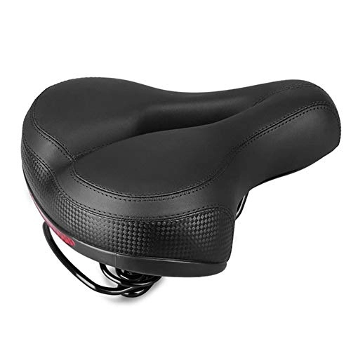Mountain Bike Seat : AYCPG Bike Saddle Cycling Wide Mountain Bike Protective Bicycle Seat Reflective Tape Thickening Shock Absorbing Outdoor High Elastic Cushion Racing Saddle lucar (Color : Black Red)