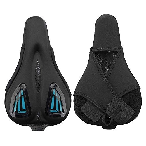 Mountain Bike Seat : AYCPG Wide Comfortable Bike Seat Foam Bike Bicycle Saddle Seat Cover Cushion Soft Breathable Cycling MTB Road Bike Saddle Cover lucar (Color : Blue, Size : One Size)