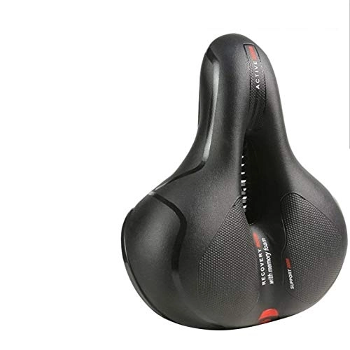 Mountain Bike Seat : AYGANG Bicycle Big Bum Saddle Seat Mountain Road MTB Bike Bicycle Thick Soft Comfortable Breathable Hollow Out bicycle seat 824 (Color : Red)