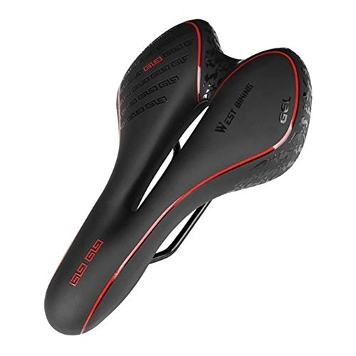 Mountain Bike Seat : AYGANG Shock Absorbing Hollow Bicycle Saddle Anti-skid Extra Soft Mountain Bike Saddle MTB Road Cycling Seat Bicycle Accessories bicycle seat 824 (Color : Red with Clamp)