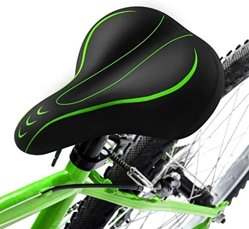 Mountain Bike Seat : BAFFII Bike Seat Cover, Extra Wide Comfort Bike Saddle Soft MTB Bike Cushion Bicycle Seat Pad 270x195mm (Color : Green)