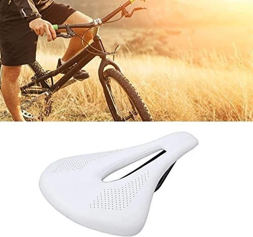 Mountain Bike Seat : BANGDIAN Padded Bicycle Saddle, bike Cushion 155mm / 6.1in Saddle Width Double Track Seatposts for Mountain Bikes and Road Bikes Universal (Color : White)
