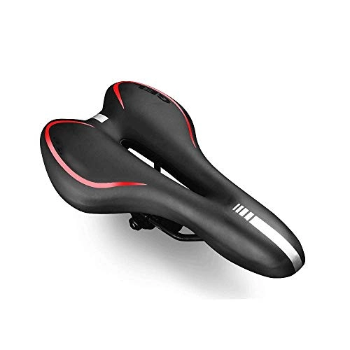 Mountain Bike Seat : Bdesign Gel Bike Seat - Comfort Cycle Saddle Wide Cushion Pad Waterproof for Women Men - Fits MTB Mountain Bike / Road Bike / Spinning Exercise Bikes (Color : Red)