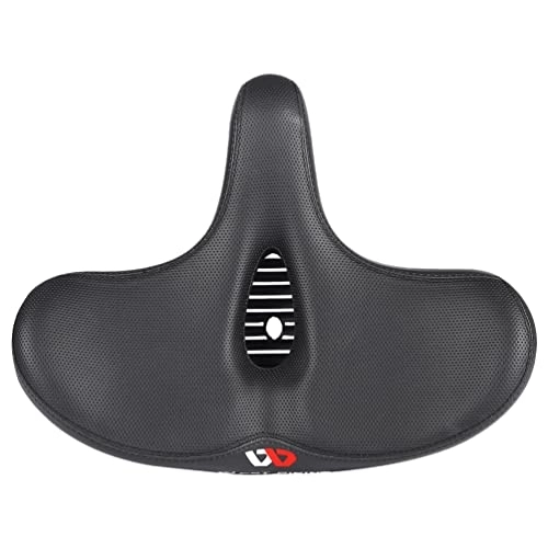 Mountain Bike Seat : BESPORTBLE Leather Bicycle Saddle Wide Mountain Bike Road Bike Cushion with Windscreen Outdoor Cycling Accessories for Men Woman (Black)