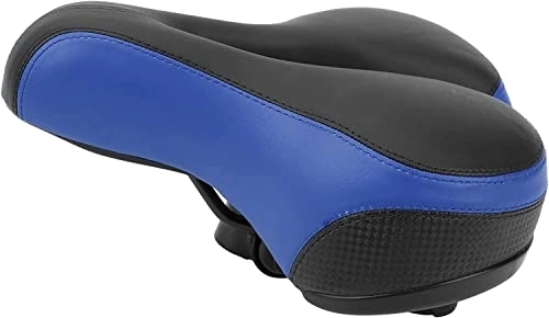 Mountain Bike Seat : Bicycle Comfort Universal Seat, Bicycle Saddle, Bike Saddle Microfiber Leather Hollow‑Carved Shock‑absorbing Mountain Bike Saddle Seat (Color : Black and blue)