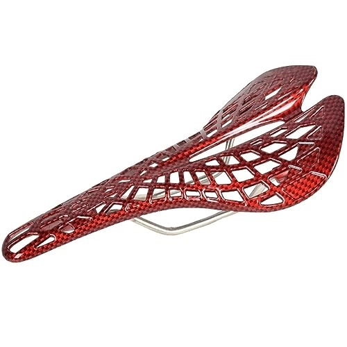 Mountain Bike Seat : bicycle, Decoration, protection Carbon Fiber Mountain / Road Bike Saddle City Bicycle Saddle Super Breathable Super Light Bicycle Seat MTB Parts Bicycle Accessories (Color : Carbon fiber red)