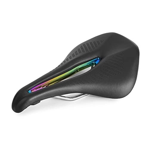 Mountain Bike Seat : Bicycle saddle Bicycle Seat Saddle Hollow Mountain Bike Road Bike Racing Saddle PU Ultra Light Breathable Soft Seat Cushion Bicycle seat cover (Color : SD-576Y Colorful)