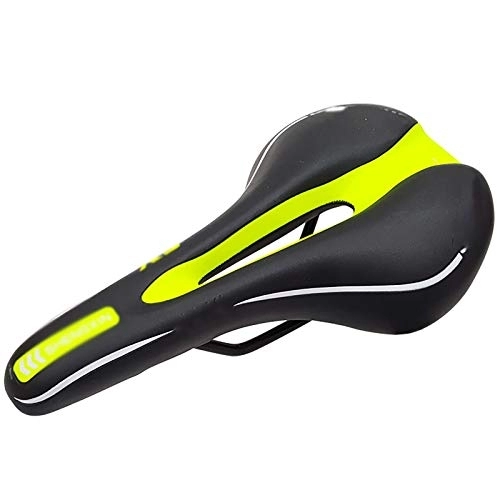 Mountain Bike Seat : Bicycle Saddle Bike Simple Middle Hole Saddle Bicycle Seat Riding Equipment Seat Mountain Bike Seat Mountain Mountain Bike Saddle (Color : Green, Size : 27.5x15cm)