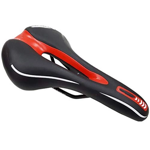 Mountain Bike Seat : Bicycle Saddle Bike Simple Middle Hole Saddle Bicycle Seat Riding Equipment Seat Mountain Bike Seat Mountain Mountain Bike Saddle (Color : Red, Size : 27.5x15cm)