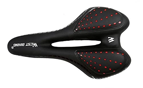 Mountain Bike Seat : Bicycle Saddle Breathable Pu Leather Hollow Pillow Mtb Bicycle Riding Gel + Polyurethane Shock Absorber Mtb Saddle-Rot