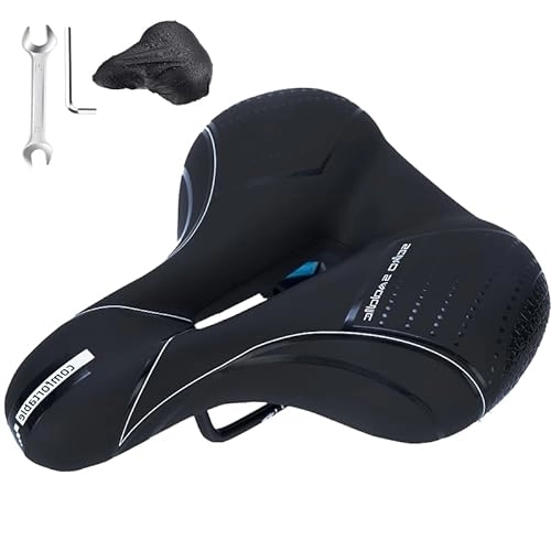 Mountain Bike Seat : Bicycle Saddle Comfortable Breathable Shock Absorbing Comfortable Soft Memory Foam Hollow Ergonomic Wide Bicycle Seat for Men and Women