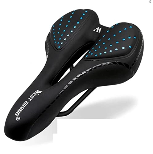 Mountain Bike Seat : Bicycle Saddle Cushion Breathable Pu Leather Hollow Comfortable Road Mtb-A Black Blue_China