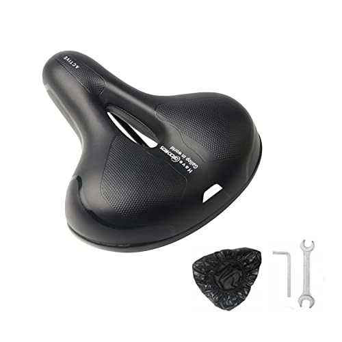 Mountain Bike Seat : Bicycle Saddle, Extra Soft Foam Padded Bicycle Saddle Bicycle Seat with Shockproof Spring and Tools with Waterproof Cover Bicycle Saddle for Cruiser / Road Bike / Touring / Mountain Bike