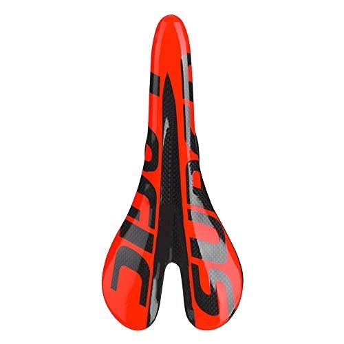 Mountain Bike Seat : Bicycle Saddle, Full Carbon Fiber Glossy Red Ultralight Outdoor Road Mountain Bike Bicycle Hollow Cycling Saddle Cushion Pad Seat(Red)
