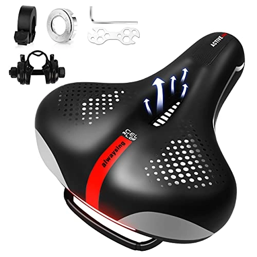 Mountain Bike Seat : Bicycle saddle, gel bicycle seat, ergonomic bicycle saddle, comfortable, waterproof, breathable bicycle saddle, wide, soft, suitable for mountain bikes, city road bikes (25 x 22 cm)