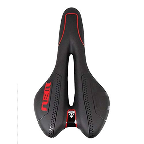 Mountain Bike Seat : Bicycle Saddle Mountain Bike Bicycle Seat Cushion Double Tail Hollow Breathable Cushioning mtb saddle Riding Accessories Red