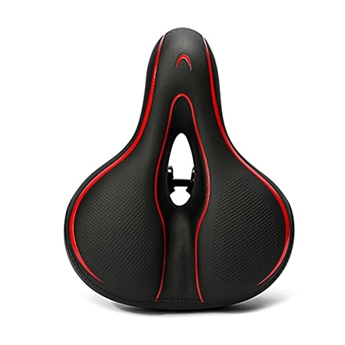 Mountain Bike Seat : Bicycle Saddle, Mtb Seat Bicycle Saddle Hollow Mountain Bike Holder Bicycle Seat Bicycle Cushion Riding Equipment (Color : Black red, Size : 24 * 18 * 10cm)