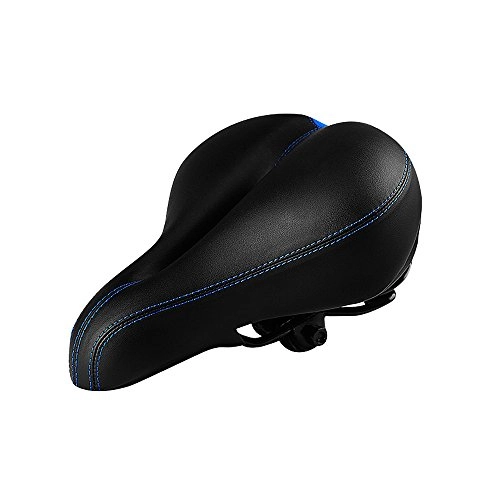 Mountain Bike Seat : Bicycle Saddle Padded Comfortable Sponge Wide Cycling Cushion Seat with Dual Spring Designed