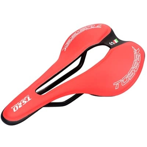 Mountain Bike Seat : Bicycle Saddle Road Bike Seat Widened Hollow Saddle Mountain Bike Seat Cushion Shock Absorption Comfortable Bicycle Accessories Racing Saddle (Color : Red)