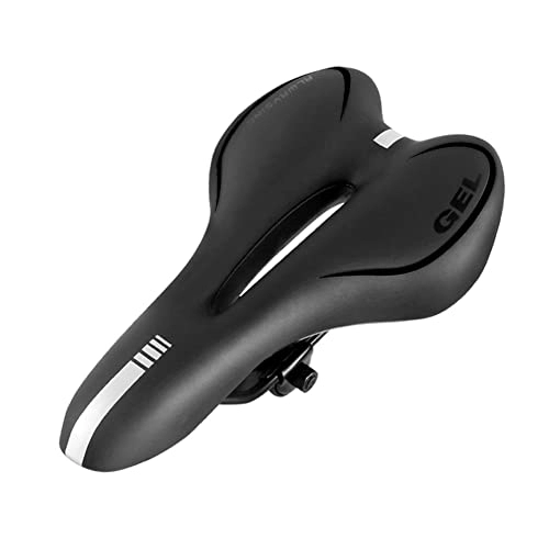 Mountain Bike Seat : Bicycle Saddle Seat Mountain Bike Saddle Soft Leather Long-Distance Hollow Breathable Waterproof for MTB, Road, Folding Bikes