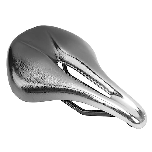Mountain Bike Seat : Bicycle Saddle, Streamlined Uniform Force Bicycle Cushion Breathable for Mountain Bikes (Black Silver)