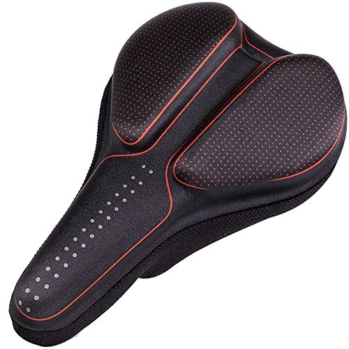 Mountain Bike Seat : Bicycle Saddle Thickened Bicycle Silicone Cushion Cover For All Seasons Mountain Bike Cushion Mountain Bike Saddle (Color : Red, Size : 27x18x3cm)