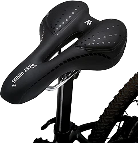 Mountain Bike Seat : Bicycle Saddles, Bike Seat, Comfortable Gel Padded Seat Cushion, Memory Foam, Waterproof, Breathable, Fit Most Bikes, Mountain / Road / Hybrid (Color : Black)