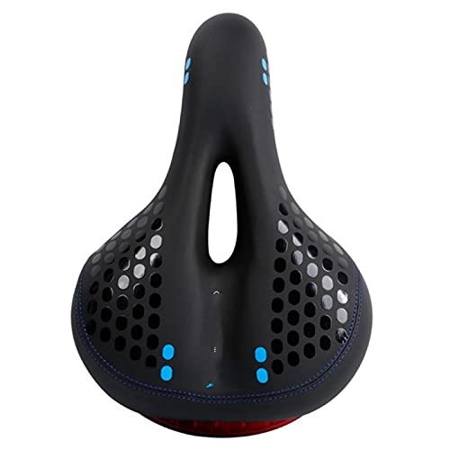 Mountain Bike Seat : Bicycle seat Bicycle Saddle with Tail Light Thicken Widen MTB Soft Comfortable Bike Hollow Cycling Rear Seat Warning Lamp 3 Modes
