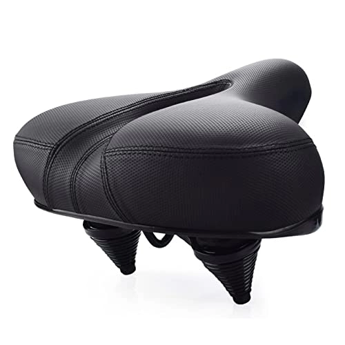 Mountain Bike Seat : Bicycle Seat Big Butt Leather Cycling Saddle Mountain Bike Accessories Shock Absorber Spring Thicken Wide Soft Cushion Black