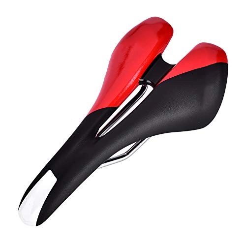 Mountain Bike Seat : Bicycle Seat Cushion, 2Colors Durable PU Leather Breathable Shockproof Bicycle Cycling Seat Cushion Saddle For Mountain Road Bike(Red & Black)