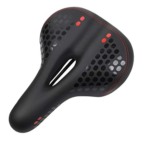 Mountain Bike Seat : Bicycle Seat, Super Fiber Leather, Shock-Absorbing Ball Design, Equipped with Warning Lights, High Resilience, Suitable for Mountain Bikes (Color : Red)
