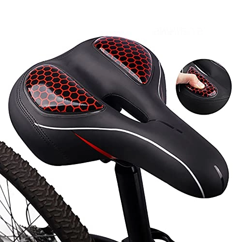 Mountain Bike Seat : Bicycle Seat with Taillight, High Density Memory Sponge Bike Saddle Seat, Comfortable Breathable Bike Seat Universal Fit Cycling Seat, Red