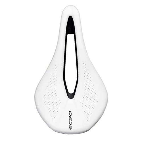 Mountain Bike Seat : Bicycle Width Seat Saddle MTB Road Bike Saddles Mountain Bike Racing Saddle PU Breathable Soft Comfortable Seat Cushion Racing Saddle (Color : White)